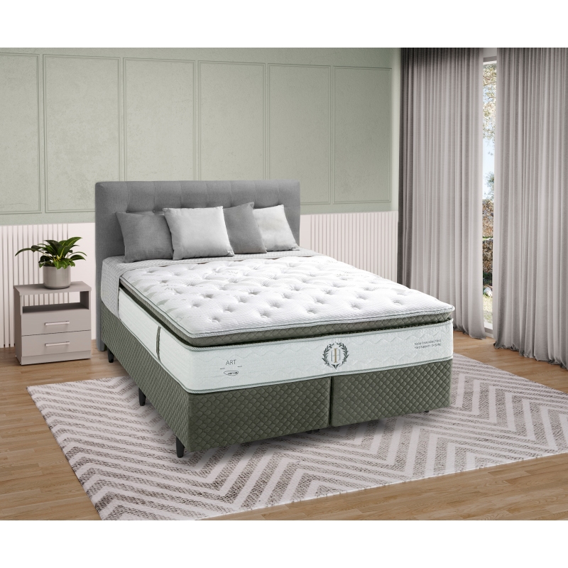 Colchão + Cama Box Herval Queen Size C1655 158x198x73cm
