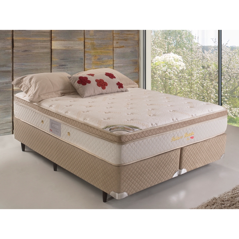 Colchão + Cama Box Herval Pallace Bambu Plus Queen Size 158x198x71cm