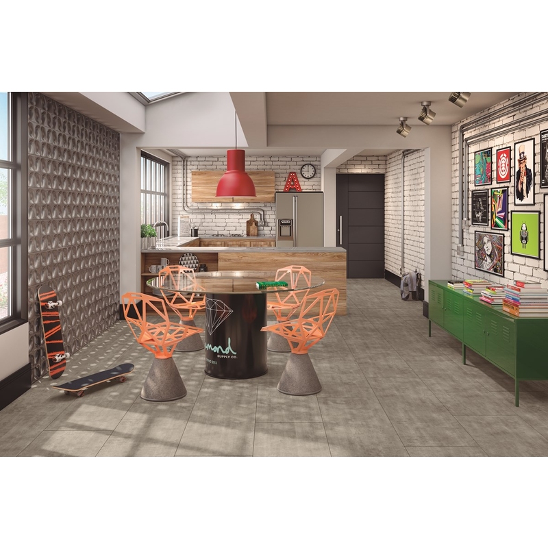 Piso Laminado Eucafloor Gran Elegance Click 8mm x 44,5cm x 1,357m (m²) Concreto