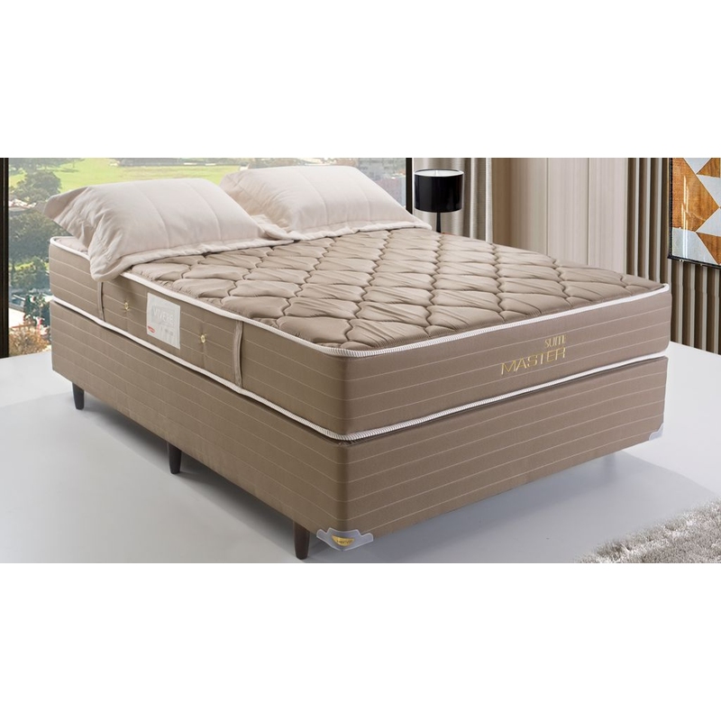 Colchão + Cama Box Herval Suite Master de Solteiro 96x203x64cm