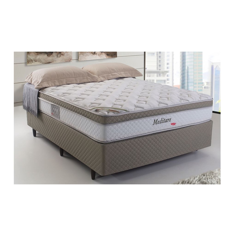 Colchão + Cama Box Herval Meditare de Casal 138x188x68cm