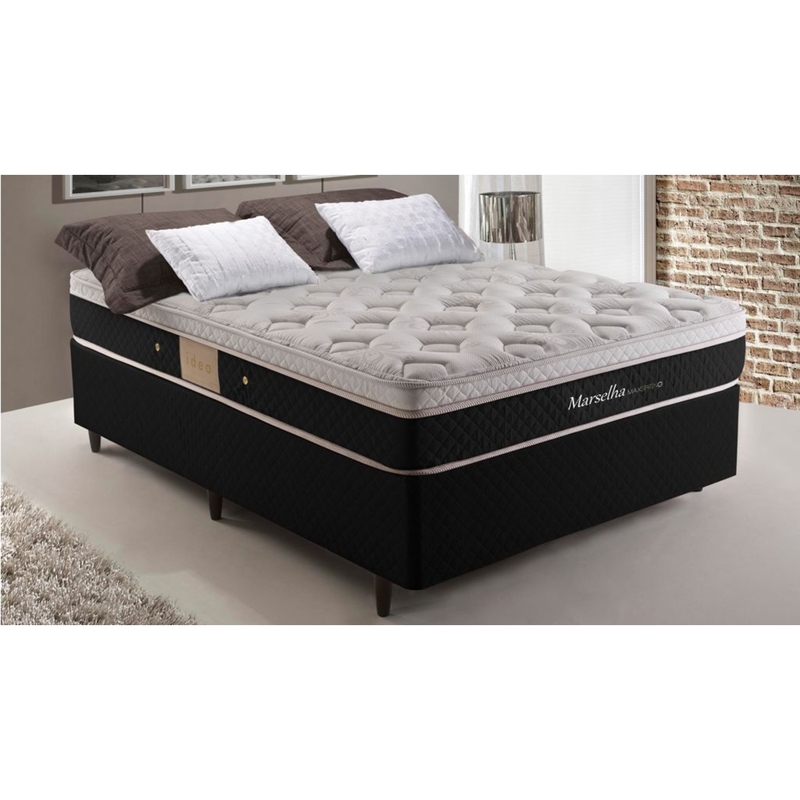 Colchão + Cama Box Herval Marselha de Solteiro 88x188x64cm