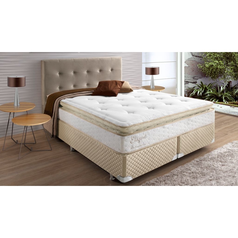 Colchão + Cama Box Herval Elegant de Casal 138x188x73cm