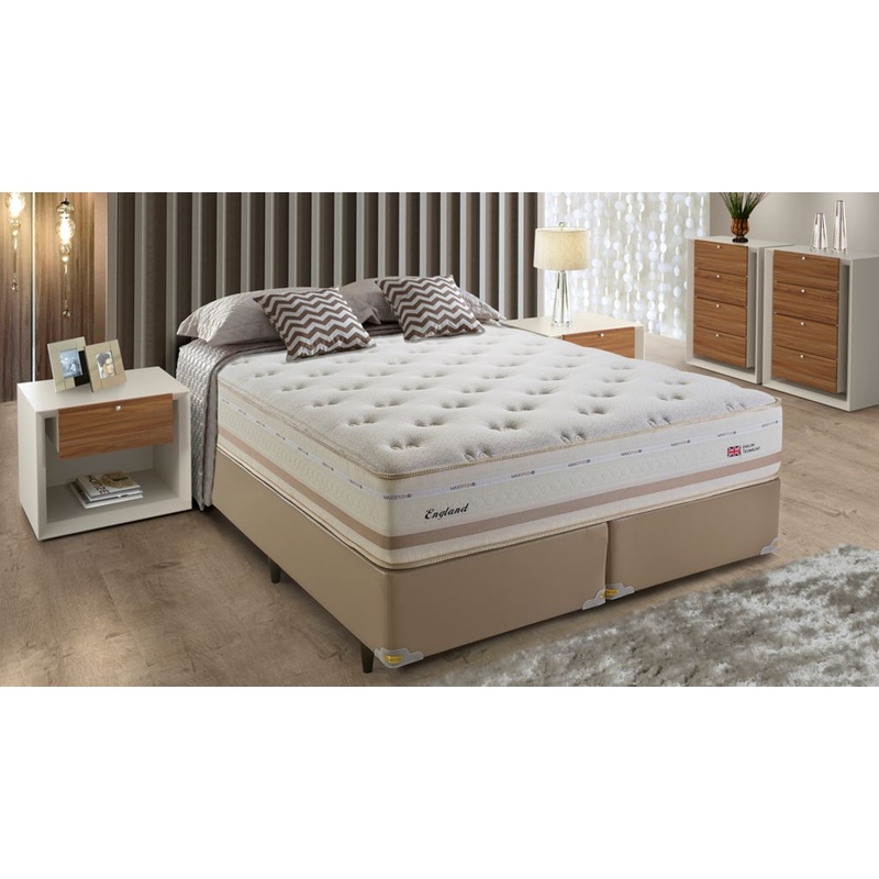 Colchão + Cama Box Herval England King Size 193x203x72cm
