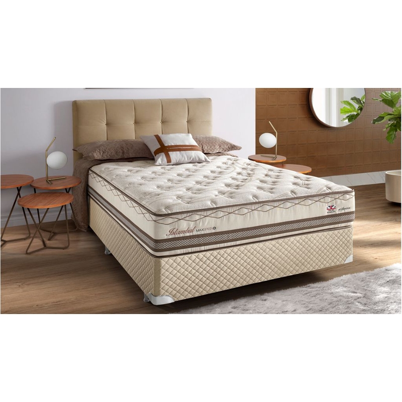 Colchão + Cama Box Herval Istambul Queen Size 158x198x72cm