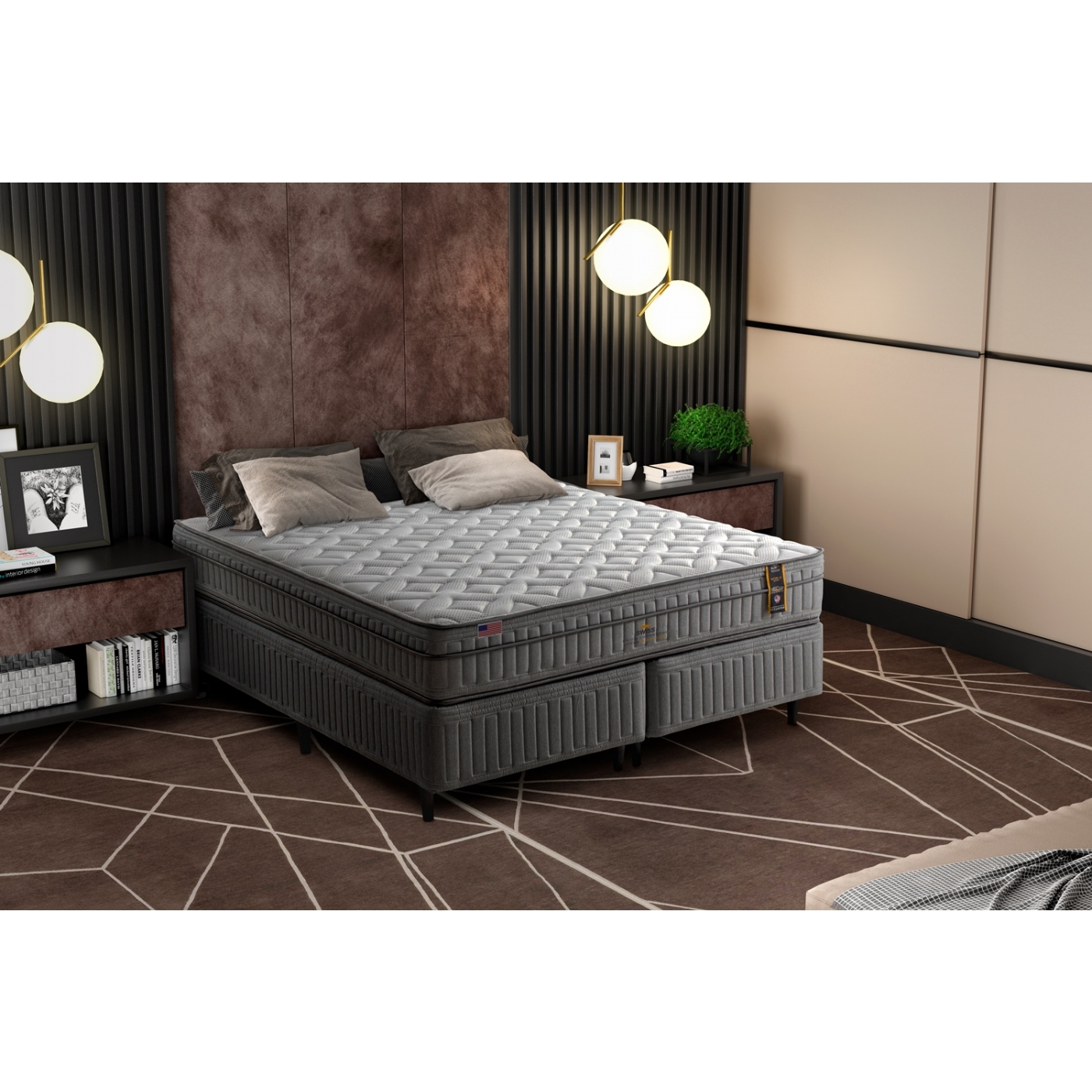 Colchão + Cama Box King Koil World Edition Swiss de Casal 138x188x72cm ...