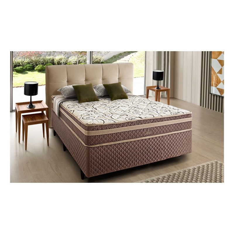 Colchão + Cama Box Herval Assis de Solteiro 88x188x59cm