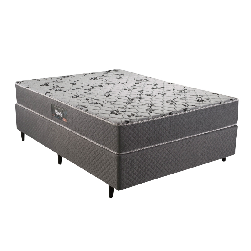 Colchão + Cama Box Herval de Espuma Ortopédica Firme Fort Black D60 de Solteiro 88x188x60cm