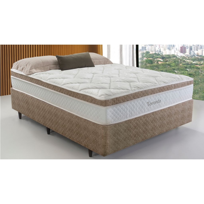 Colchão + Cama Box Herval Toronto Queen Size 158x198x65cm