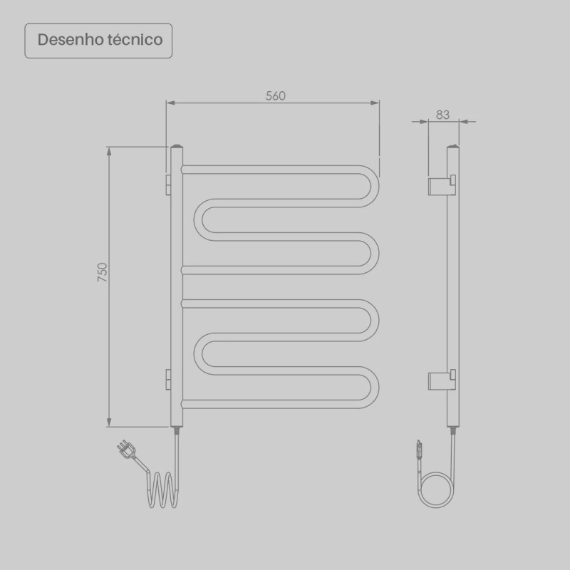 Toalheiro Elétrico Seccare Nóbile 95W Branco