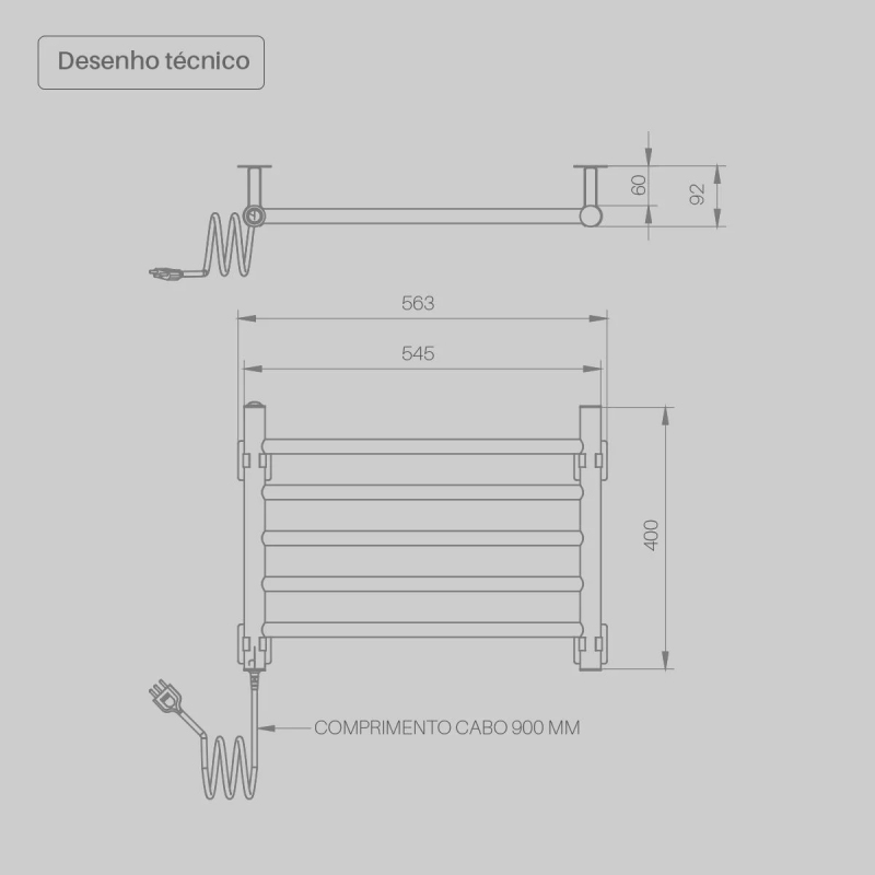 Toalheiro Elétrico Seccare Decorato Reto Branco 55W